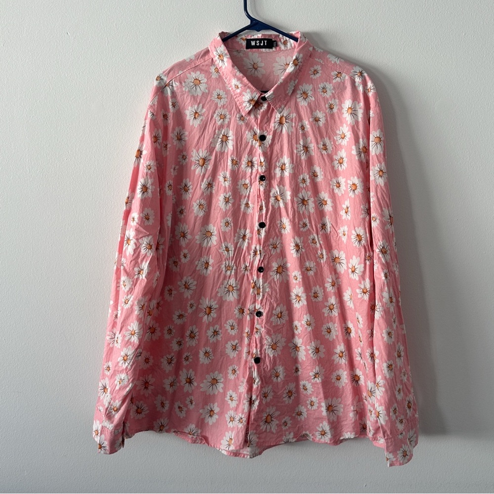 WSJT Pink And White Floral Casual Button Down Size XXXL